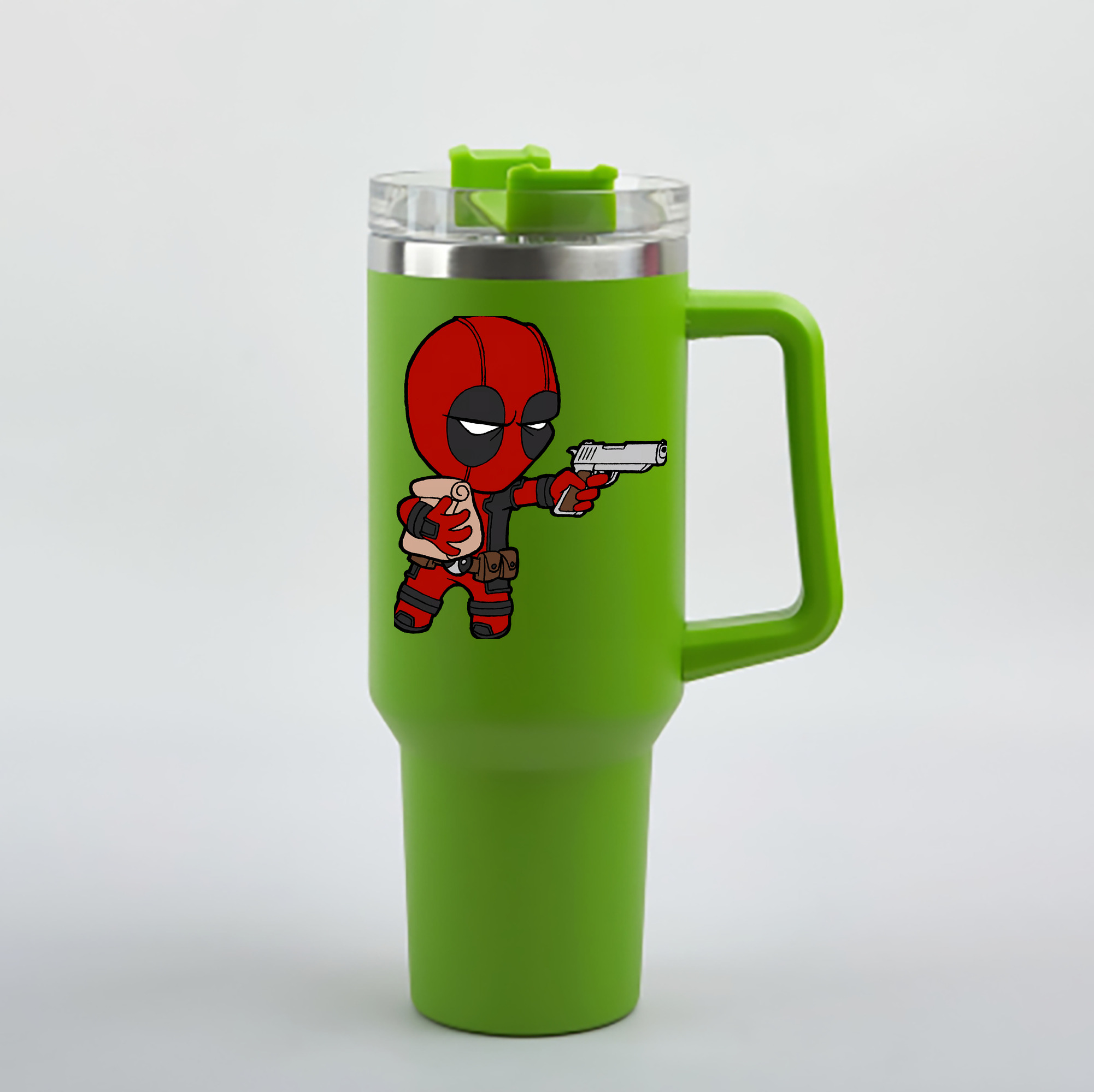 （画像用） Deadpool デッドプール 1200mL車用タンブラー - クリスタルステッカー（プラスチックストロー付き）